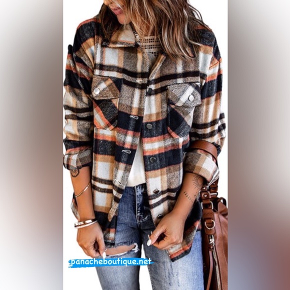NWT! The Perfect Geometric Plaid Plaid Pocketed Shacket! Sooo cute! 🤩 - Picture 2 of 12